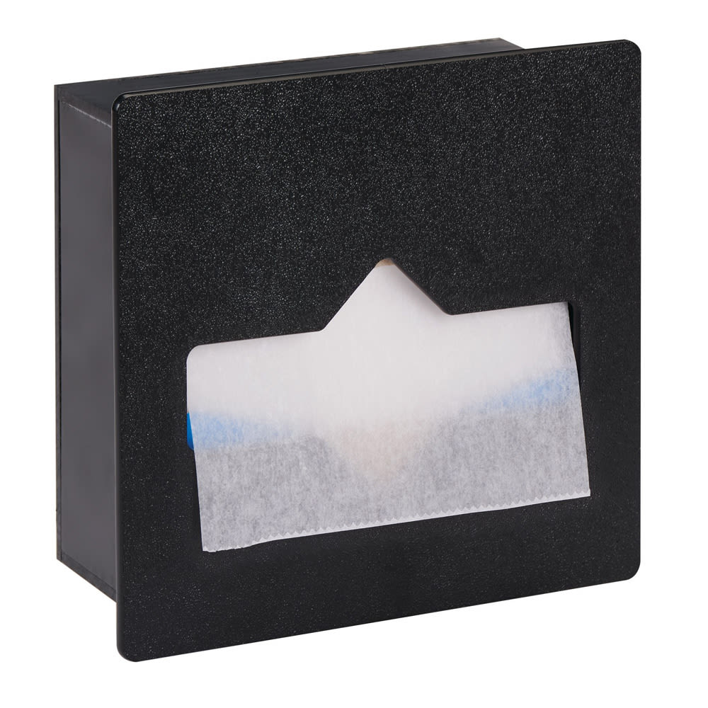 Dispense-Rite FMT-1BT Built In Wax Paper Tissue Dispenser - 8 1/4"W x 3 1/2"D x 8"H, Plastic, Black