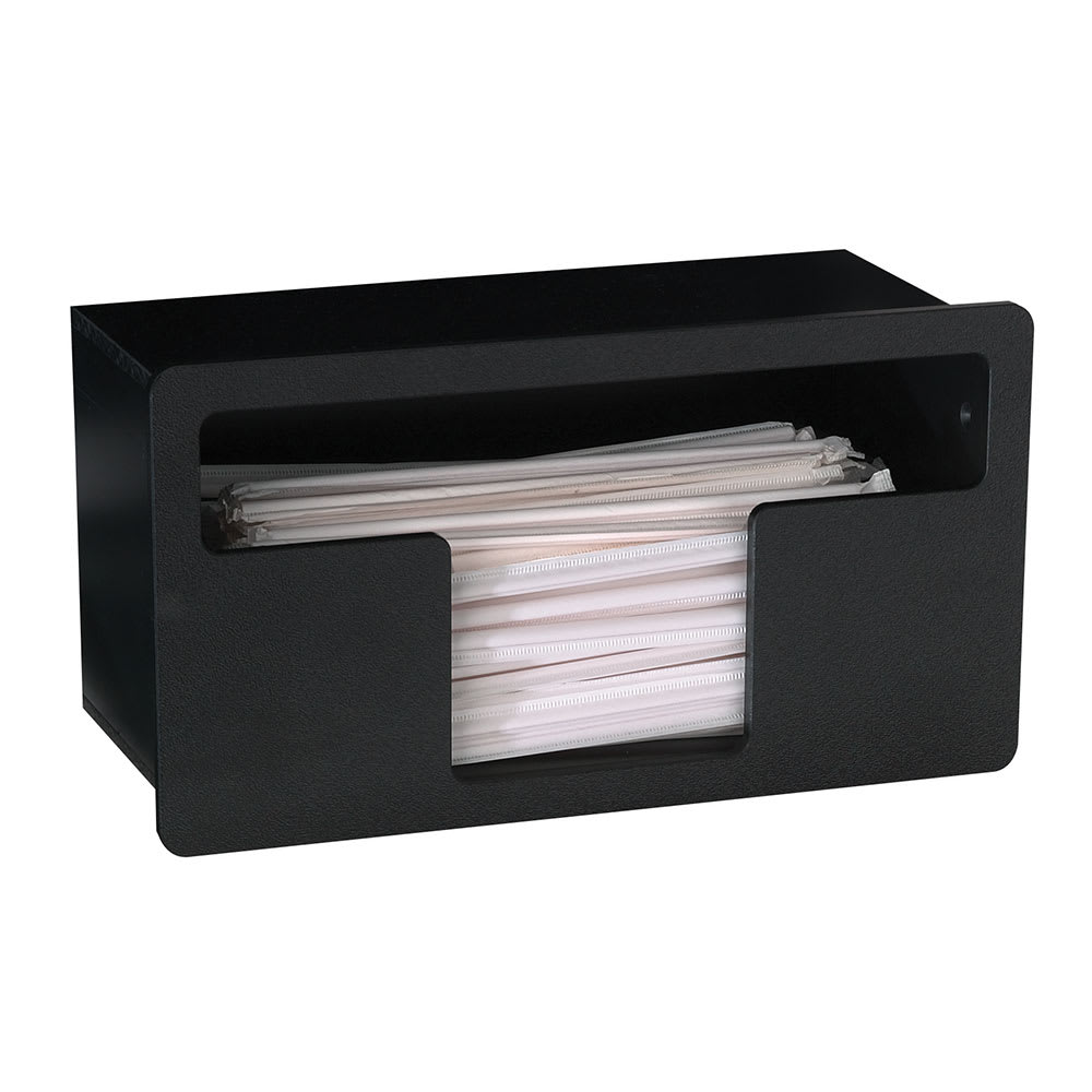 Dispense-Rite FMTS-1BT 1 Compartment Straw Holder - 11 5/8" x 5 1/2" x 6 1/4", Black