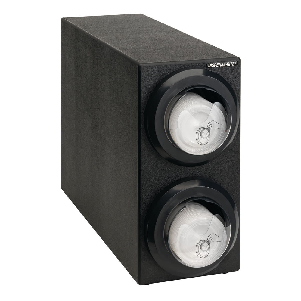 Dispense-Rite LID2-S1-2BT 2 Section Countertop Lid Dispensing Cabinet  - 8"W x 23"D x 16 1/4"H, Plastic, Black