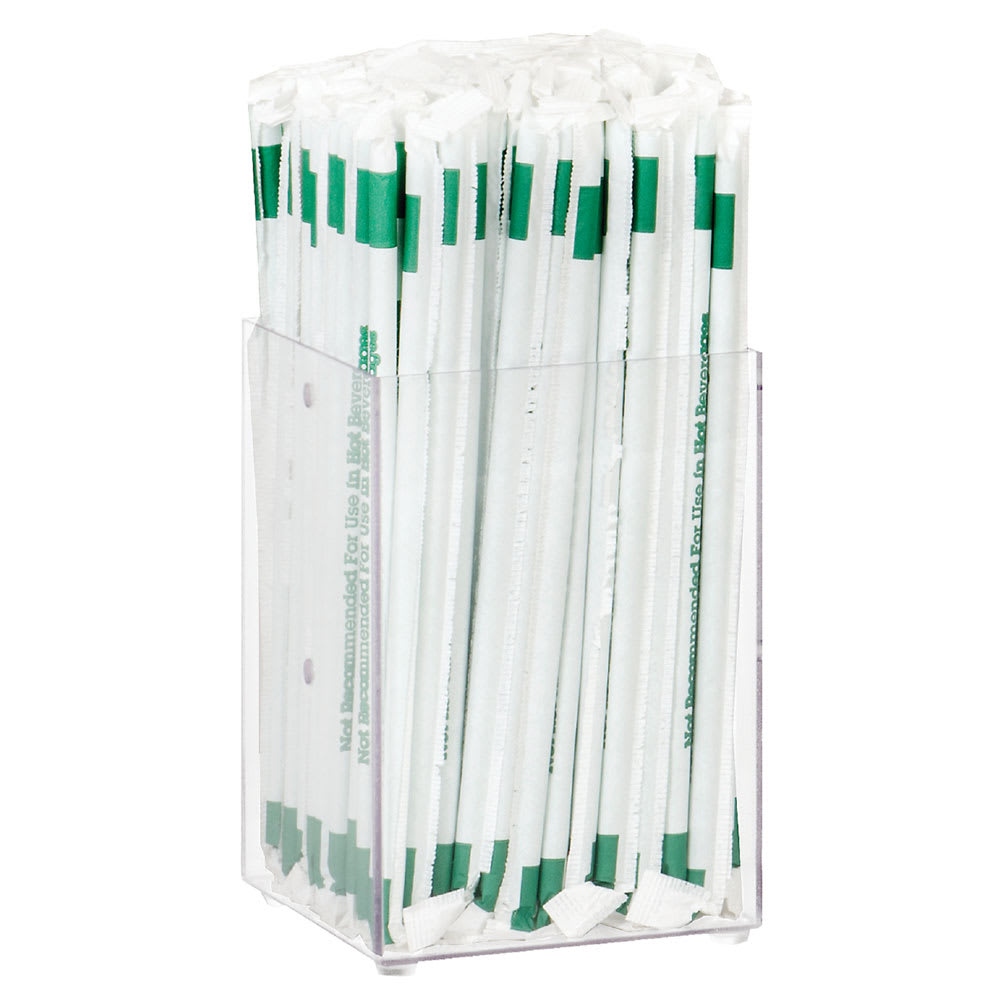 Dispense-Rite MSH-1 1 Compartment Straw Holder - 4" x 4" x 6", Clear