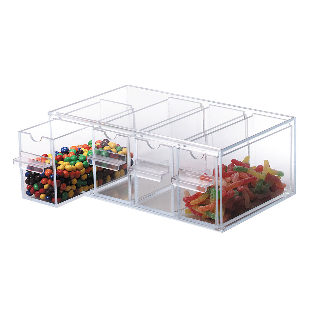 Dispense-Rite TD-4 Countertop Acrylic Topping Dispenser, 13 5/8" x 8" x 5 1/8", Bulit-in Handle