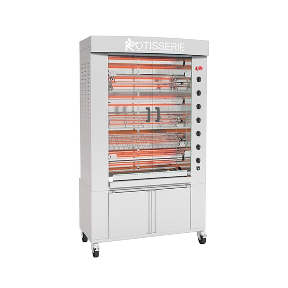 Rotisol USA FB1160-6E-SS Electric 6 Spit Commercial Rotisserie w/ 30 Bird Capacity, 208-230v/3ph