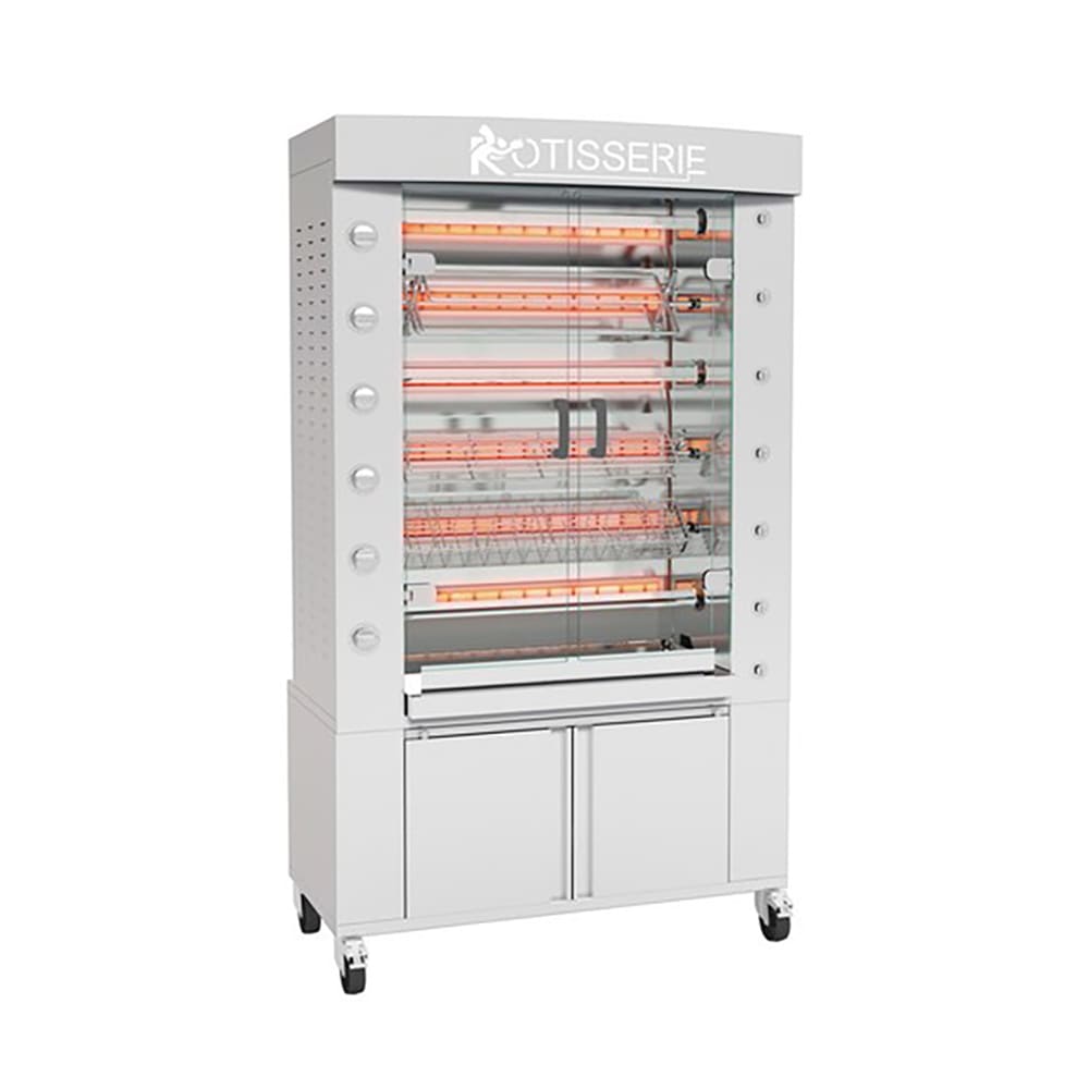 Rotisol USA FB1160-6G-SS Gas 6 Spit Commercial Rotisserie w/ 30 Bird Capacity, Liquid Propane