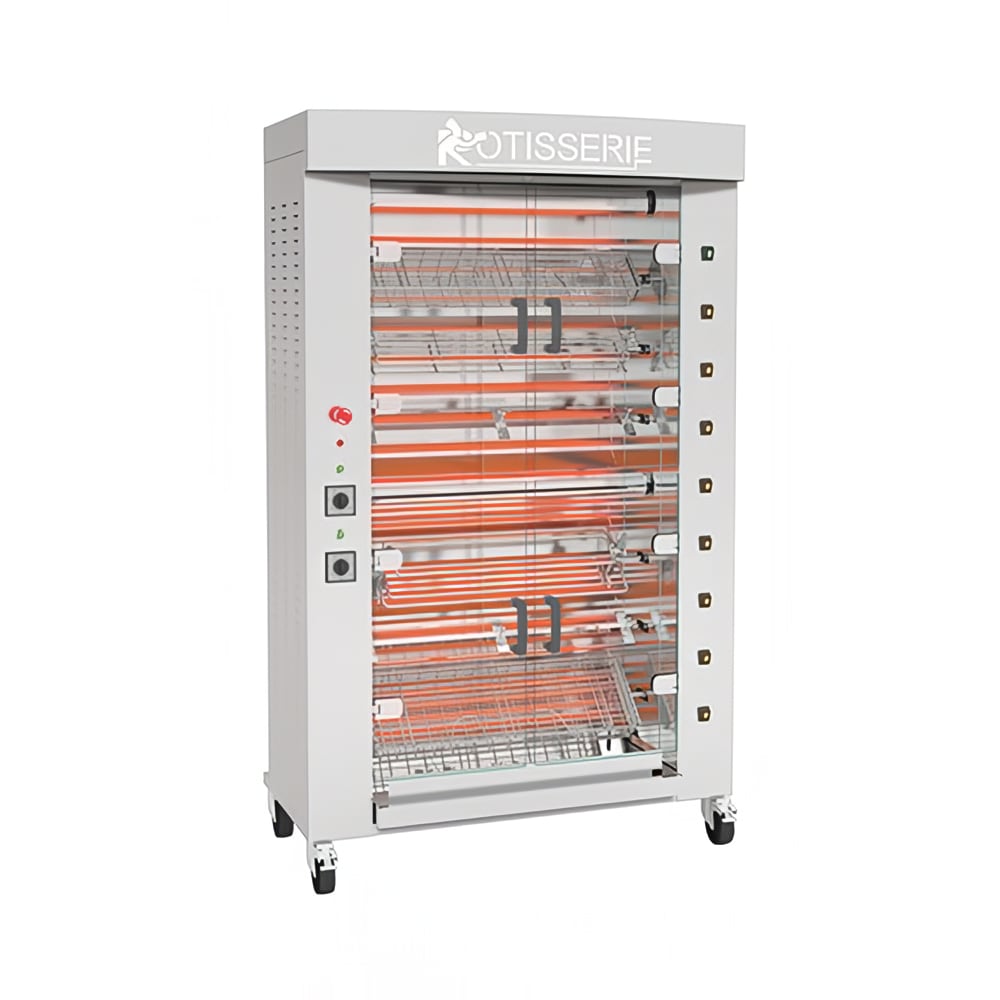 Rotisol USA FB1160-8E-SS Electric 8 Spit Commercial Rotisserie w/ 40 Bird Capacity, 208-230v/3ph