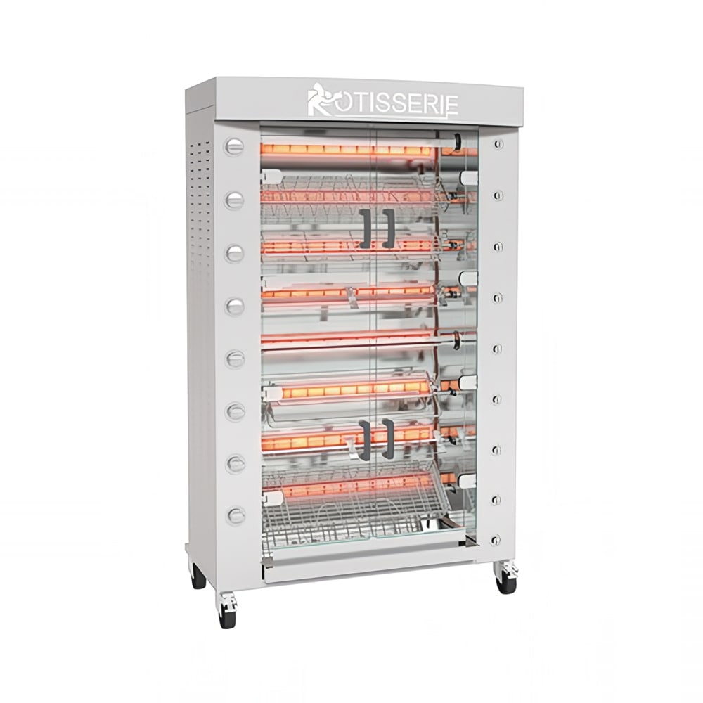 Rotisol USA FB1160-8G-SS Gas 8 Spit Commercial Rotisserie w/ 40 Bird Capacity, Liquid Propane