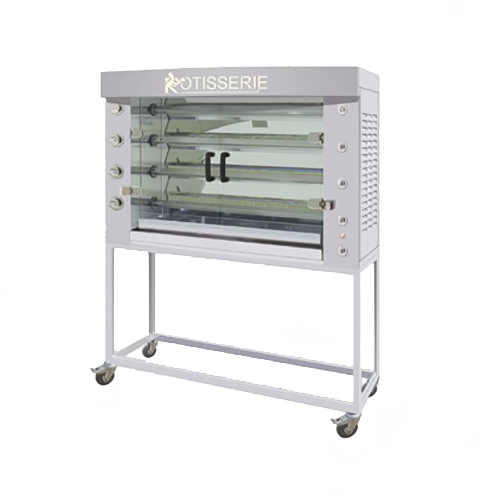 Rotisol USA FB1400-4G-SS Gas 4 Spit Commercial Rotisserie w/ 24 Bird Capacity, Natural Gas