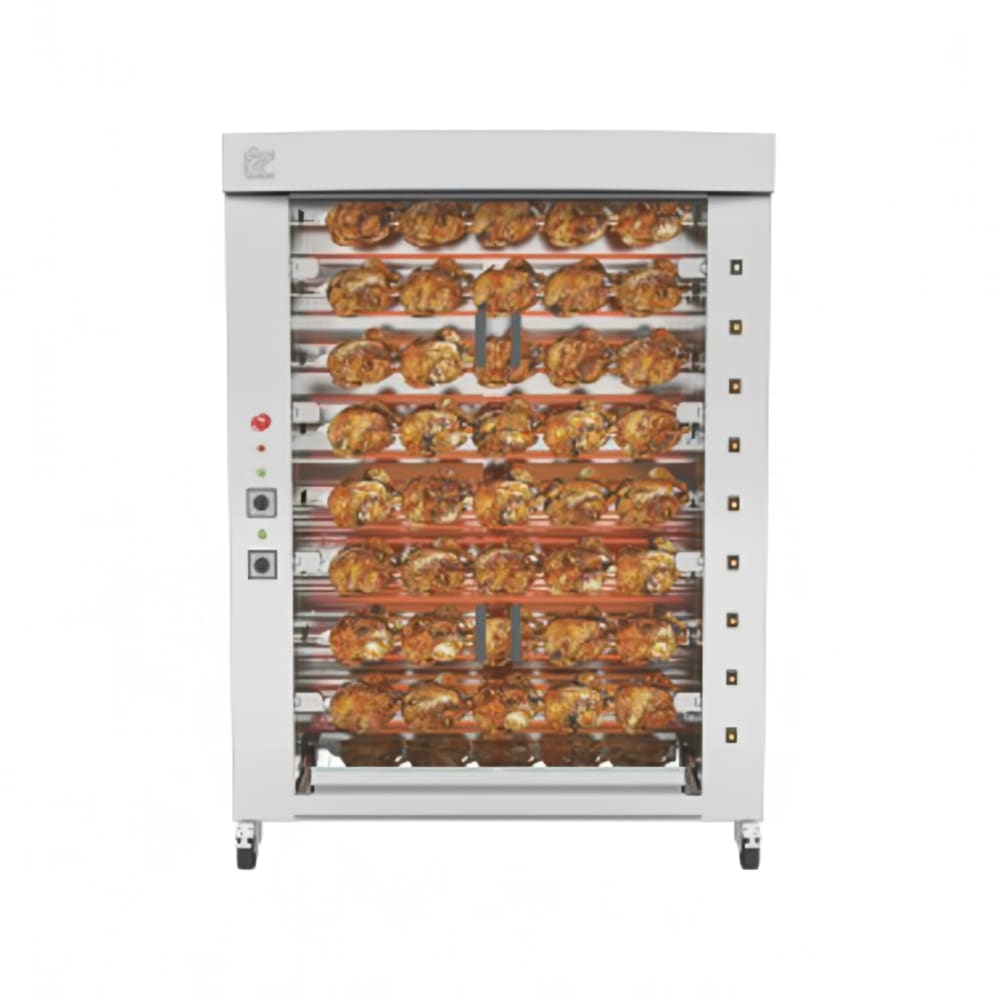 Rotisol USA FB1400-8E-SS Electric 8 Spit Commercial Rotisserie w/ 48 Bird Capacity, 208-230v/3ph