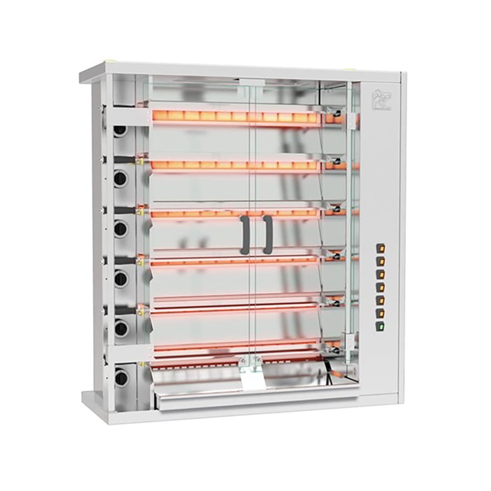Rotisol USA FF1175-6G-SS Gas 6 Spit Commercial Rotisserie w/ 30 Bird Capacity, Natural Gas