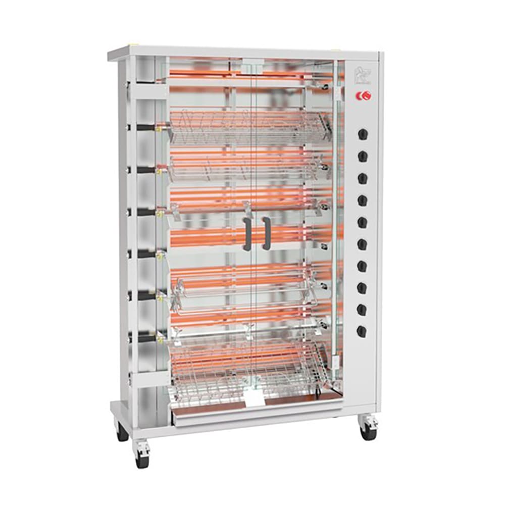 Rotisol USA FF1175-8G-SS Gas 8 Spit Commercial Rotisserie w/ 40 Bird Capacity, Liquid Propane