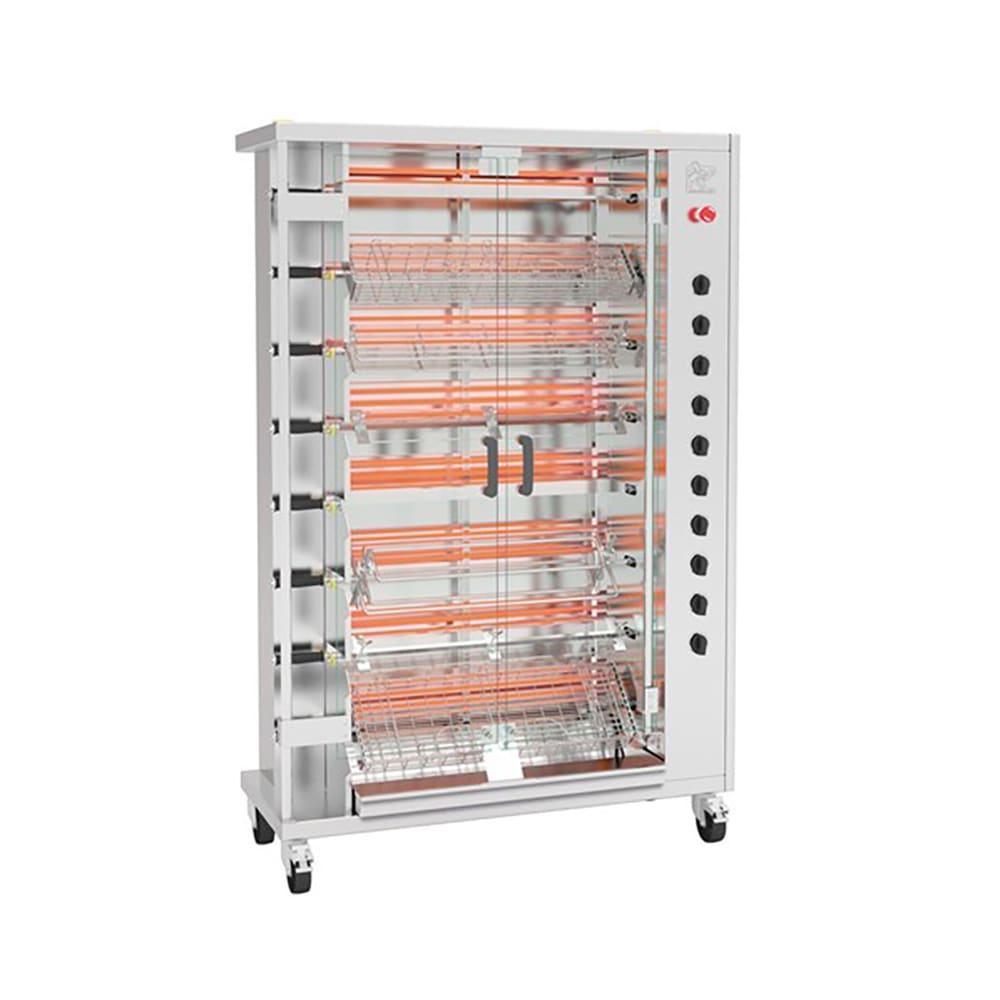 Rotisol USA FF1175-8G-SS Gas 8 Spit Commercial Rotisserie w/ 40 Bird Capacity, Natural Gas