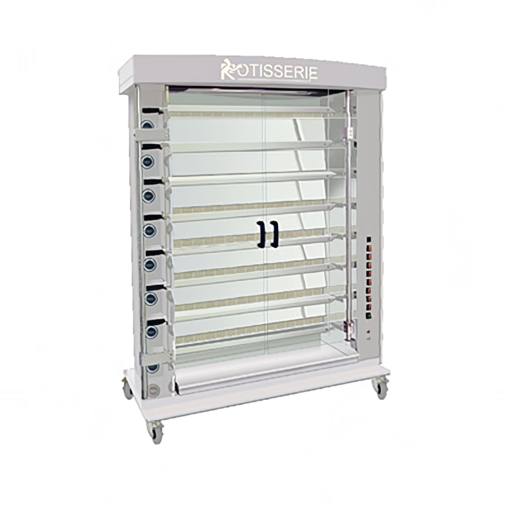 Rotisol USA FF1425-8G-SS Gas 8 Spit Commercial Rotisserie w/ 40 Bird Capacity, Liquid Propane