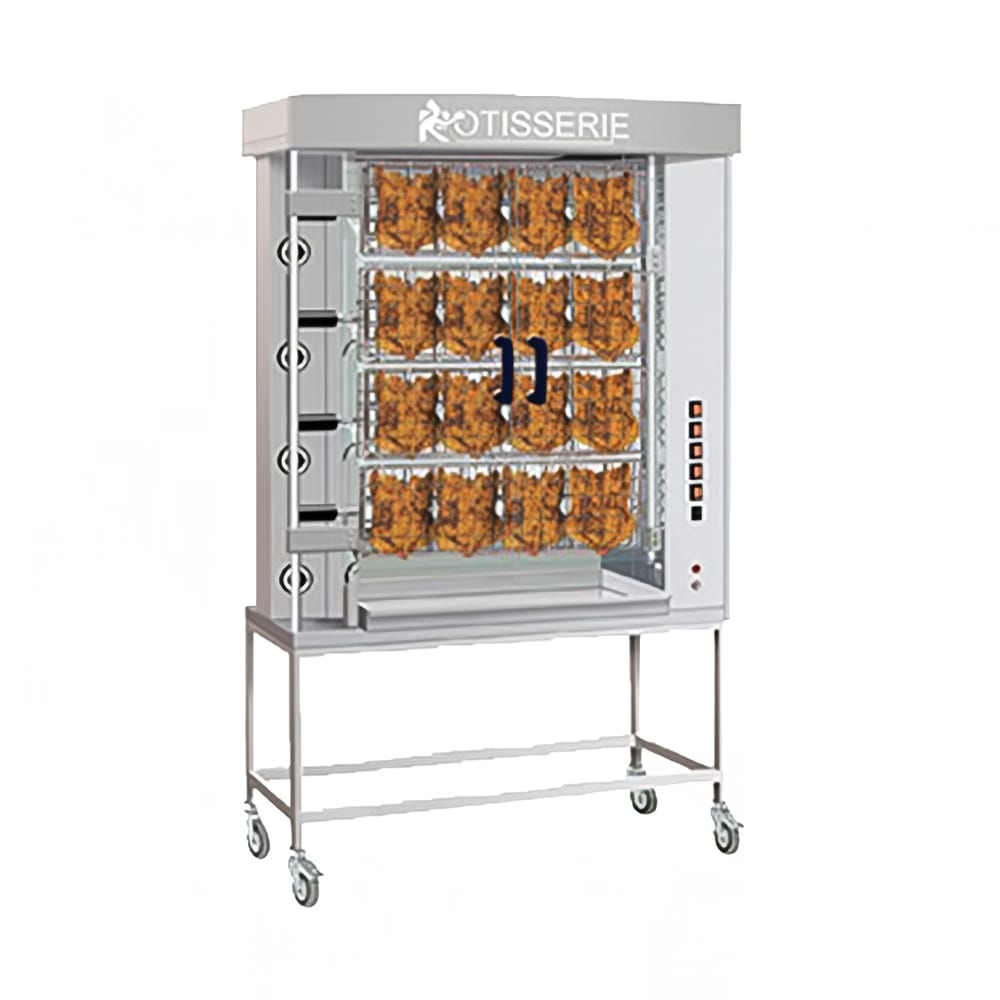 Rotisol USA FFS1175-4G-SS Gas 4 Spit Spatchcock Commercial Rotisserie w/ 16 Bird Capacity, Liquid Propane