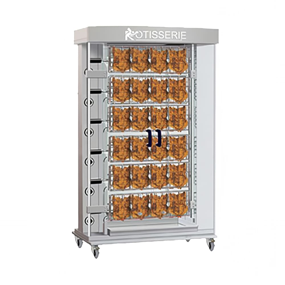 Rotisol USA FFS1175-6G-SS Gas 6 Spit Spatchcock Commercial Rotisserie w/ 24 Bird Capacity, Natural Gas