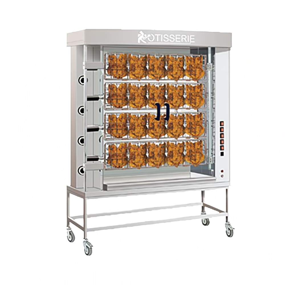 Rotisol USA FFS1425-4G-SS Gas 4 Spit Spatchcock Commercial Rotisserie w/ 20 Bird Capacity, Natural Gas