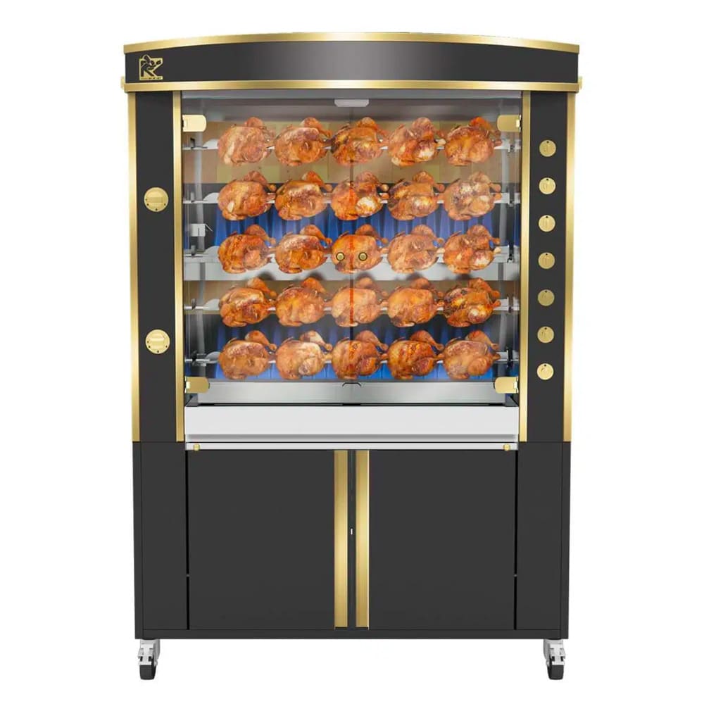 Rotisol USA GF1375-5G-LUX Gas 5 Spit Commercial Rotisserie w/ 30 Bird Capacity, Liquid Propane