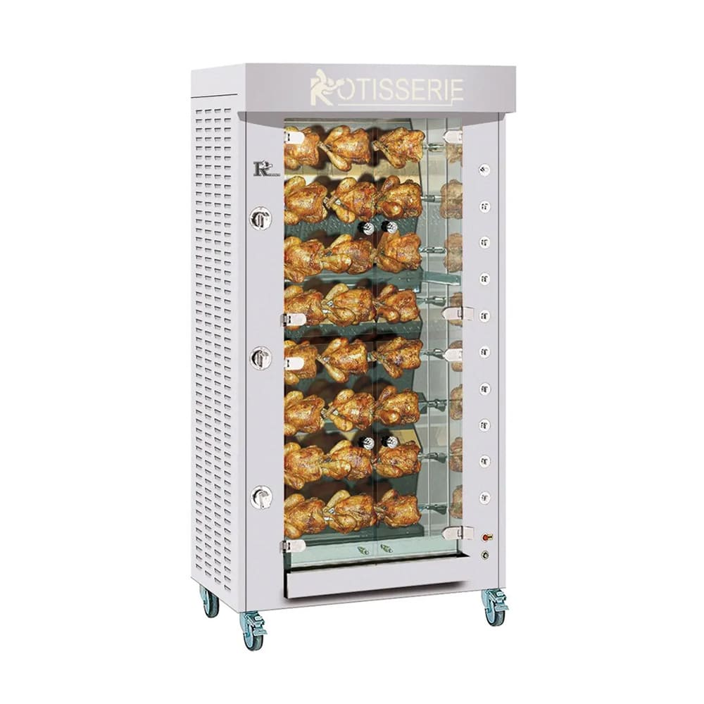Rotisol USA GF975-8G-SS Gas 8 Spit Commercial Rotisserie w/ 24 Bird Capacity, Natural Gas