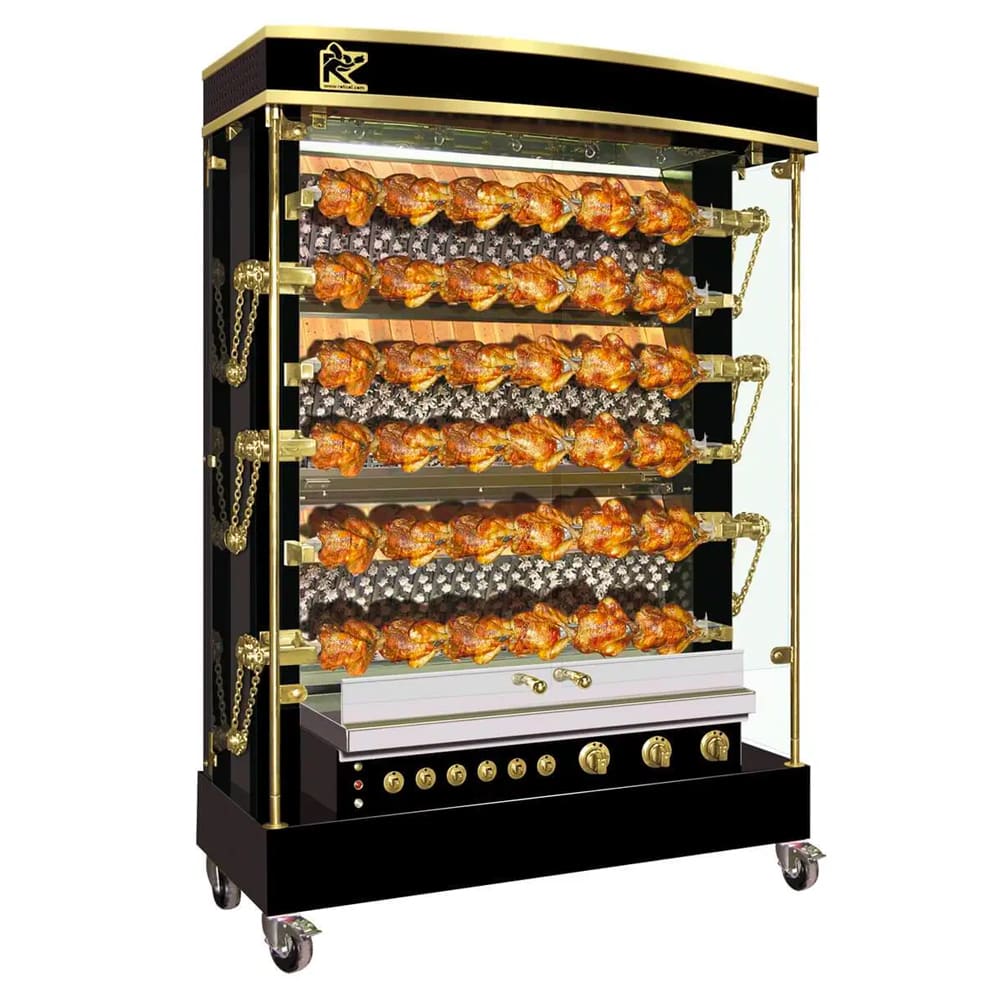 Rotisol USA MF1375-6G-LUX Gas 6 Spit Commercial Rotisserie w/ 36 Bird Capacity, Liquid Propane