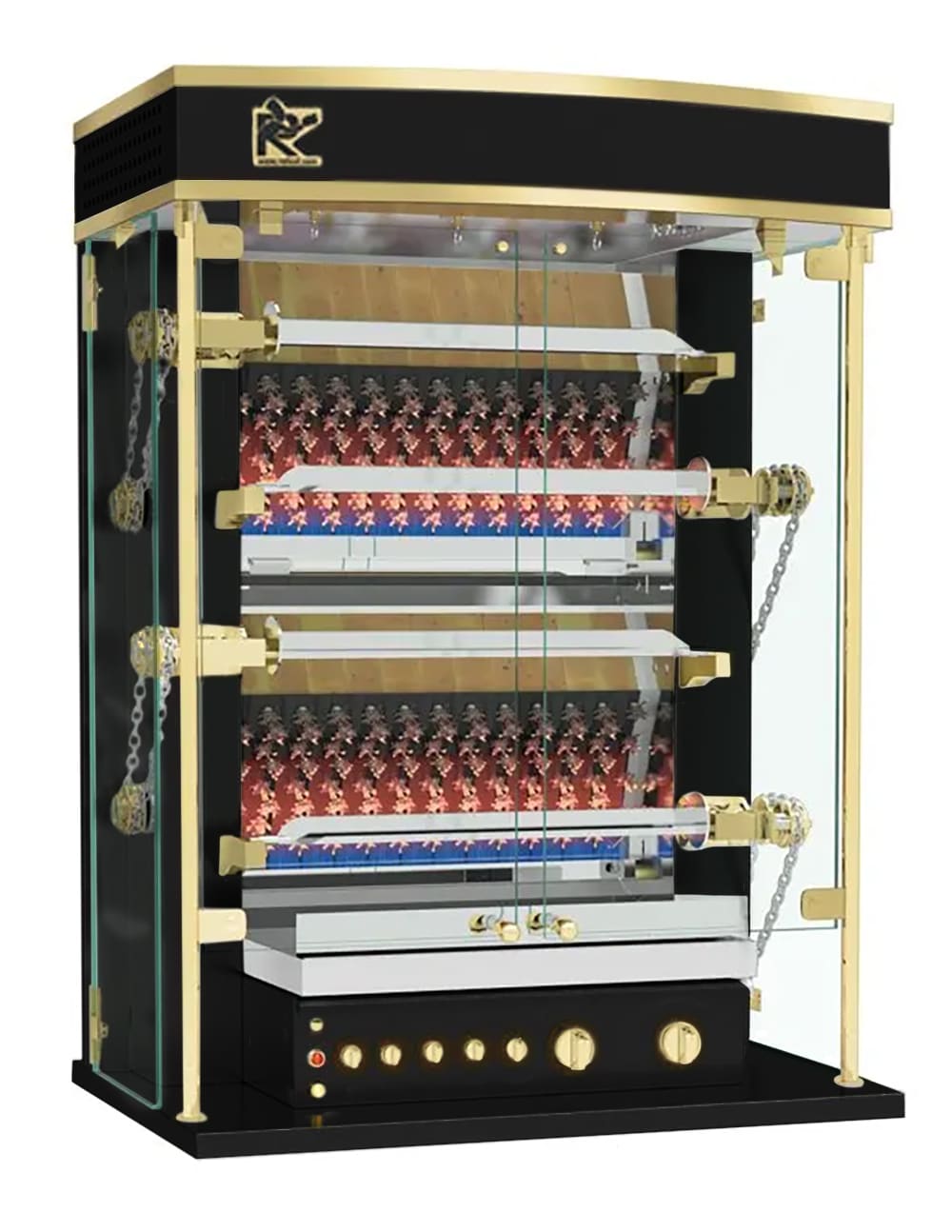 Rotisol USA MF975-4G-LUX Gas 4 Spit Commercial Rotisserie w/ 12 Bird Capacity, Natural Gas