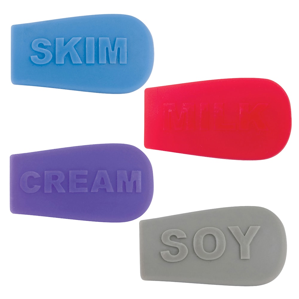 Service Ideas 4-Piece Beverage Indicator Sock Set - Cream, Skim, Soy, Milk (10-00209-VAR4)