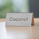 Service Ideas Coconut Beverage Table Tent Sign - 3"W x 1 1/2"H, Brushed Stainless (1C-BF-COCONUT-MOD) thumbnail 2