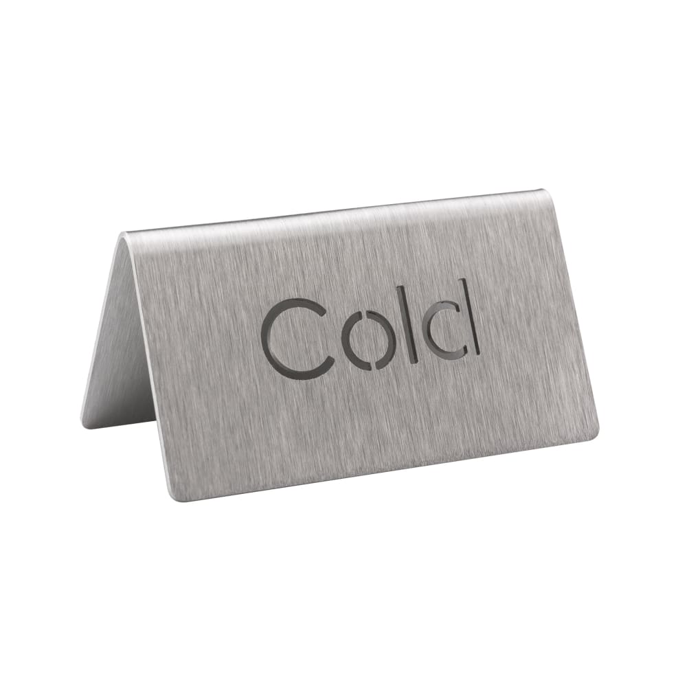 Service Ideas "Cold" Table Tent Sign - 3"W x 1 1/2"H, Brushed Stainless Steel (1C-BF-COLD-MOD)