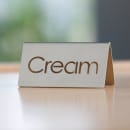 Service Ideas Cream Beverage Table Tent Sign - 3"W x 1 1/2"H, Brushed Stainless (1C-BF-CREAM-MOD) thumbnail 2