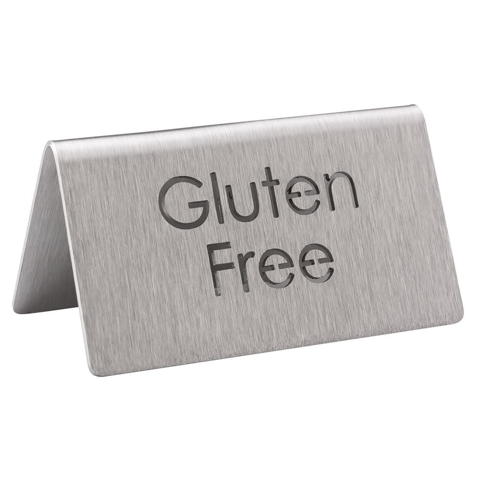 Service Ideas "Gluten Free" Table Tent Sign - 3"W x 1 1/2"H, Brushed Stainless Steel (1C-BF-GLTNFREE-MOD)