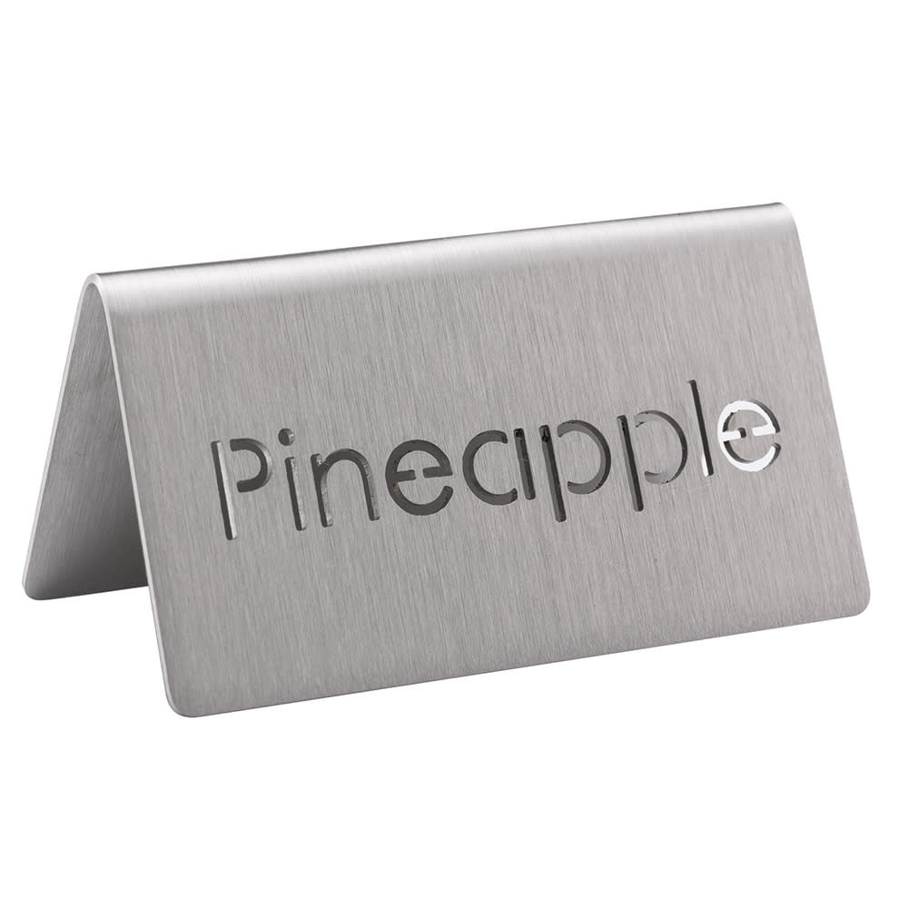 Service Ideas "Pineapple" Table Tent Sign - 3"W x 1 1/2"H, Brushed Stainless Steel (1C-BF-PINEAPPLE-MOD)
