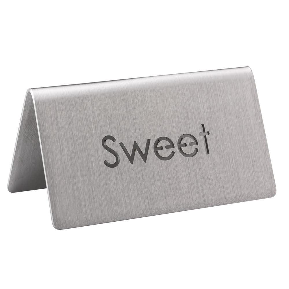 Service Ideas "Sweet" Table Tent Sign - 3"W x 1 1/2"H, Brushed Stainless Steel (1C-BF-SWEET-MOD)