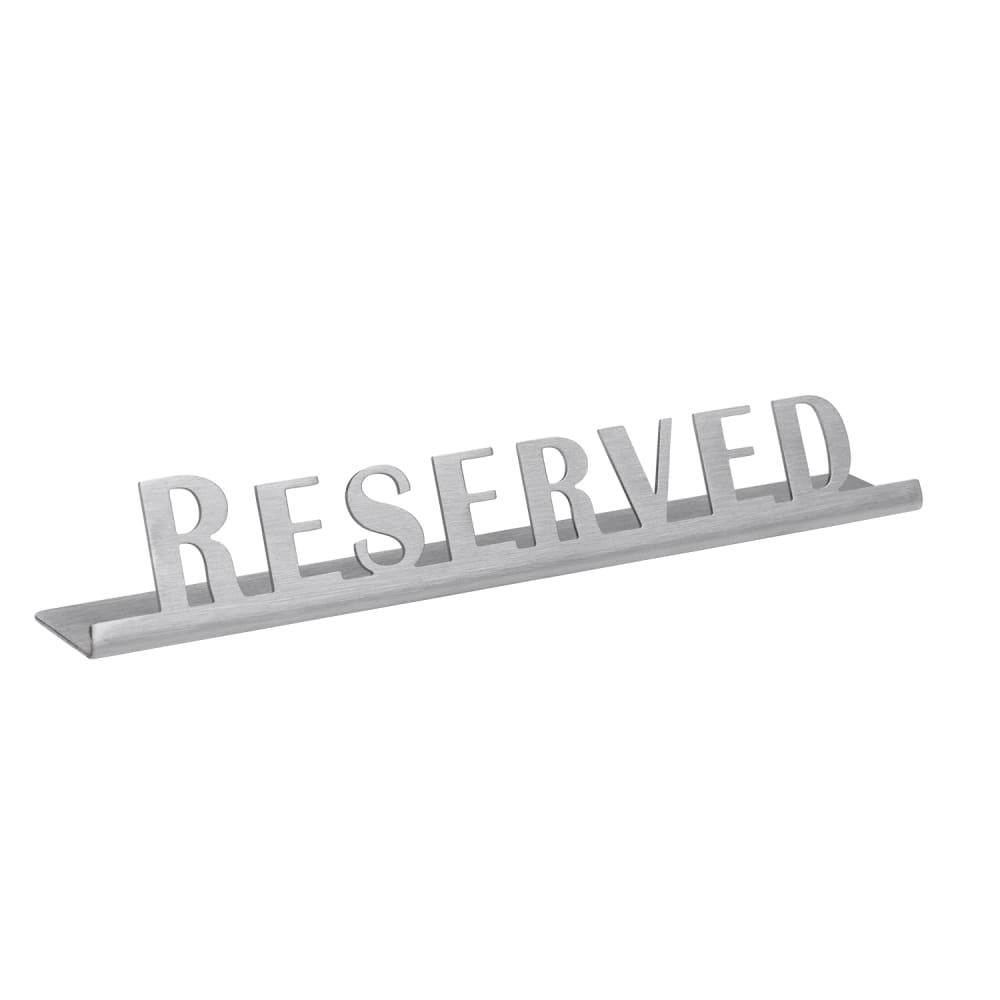 Service Ideas "Reserved" Table Tent Sign - 6 1/2"W x 1"H, Brushed Stainless Steel (1C-ST-RESERV-SIGN)