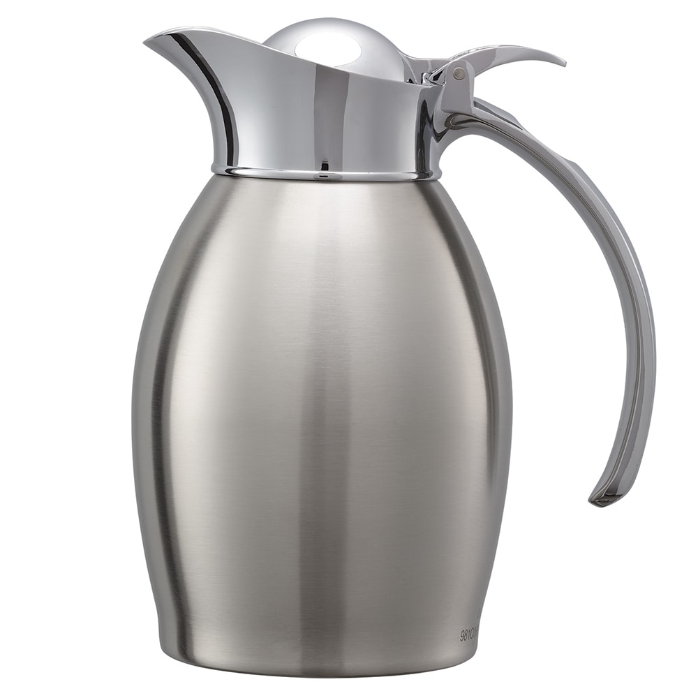 Service Ideas 20 oz Vacuum Carafe w/ Flip Top Lid & Stainless Liner - Brushed Stainless (NIC06BS)