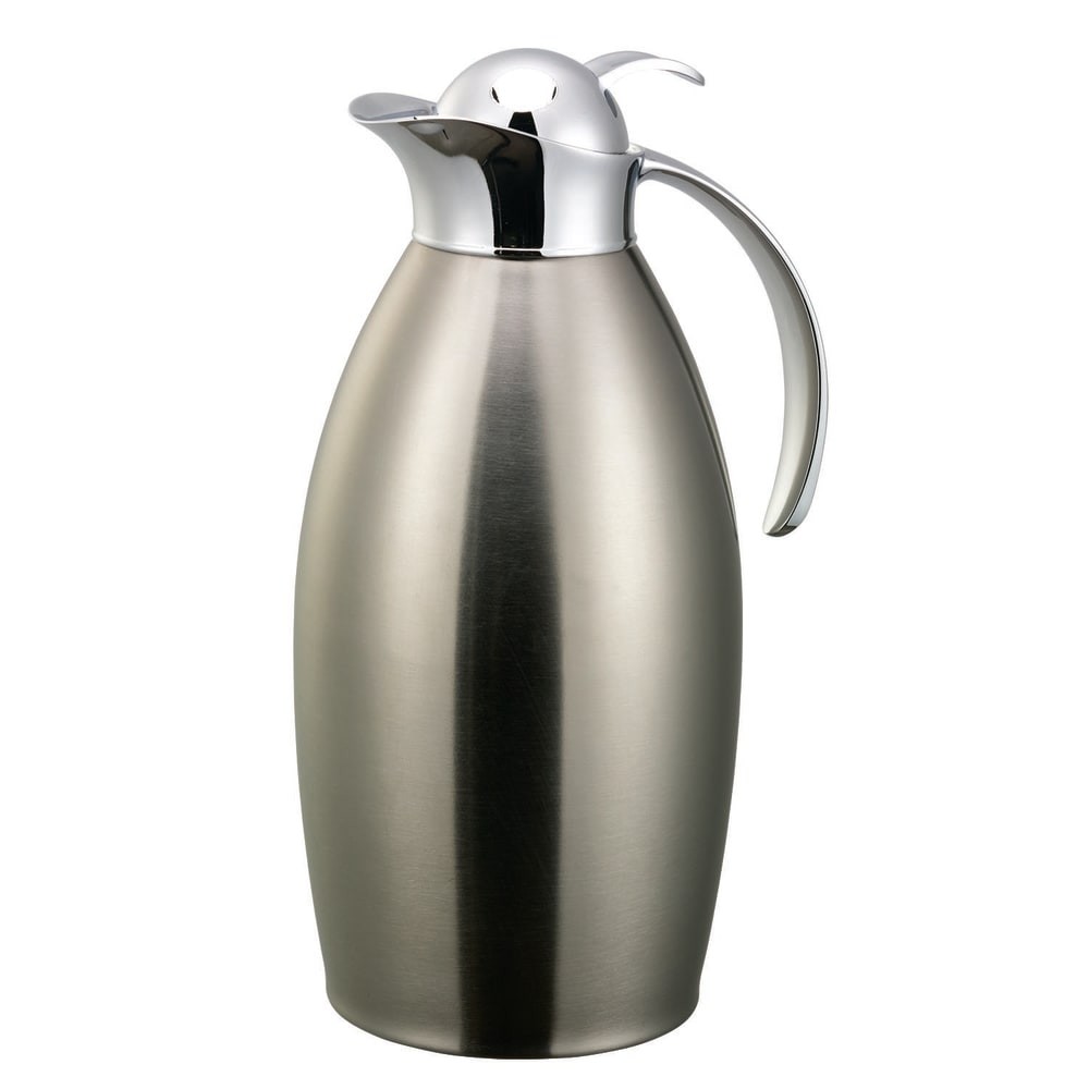 Service Ideas 1 1/2 liter Carafe w/ Push Button Lid - Stainless Liner, Brushed Stainless (NIC15BSPB)