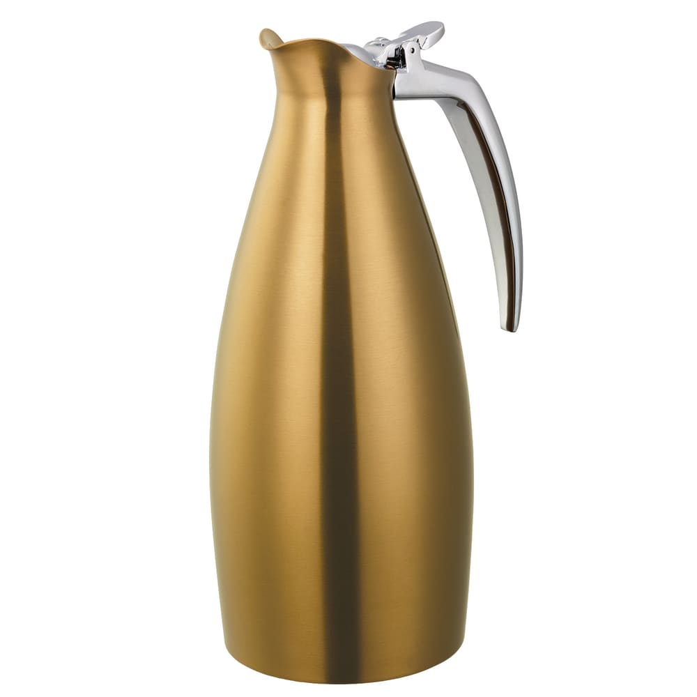 Service Ideas 1 liter Altus Beverage Server w/ Push Button Lid - Stainless Liner, Brushed Vintage Gold (ALTU10BSVG)