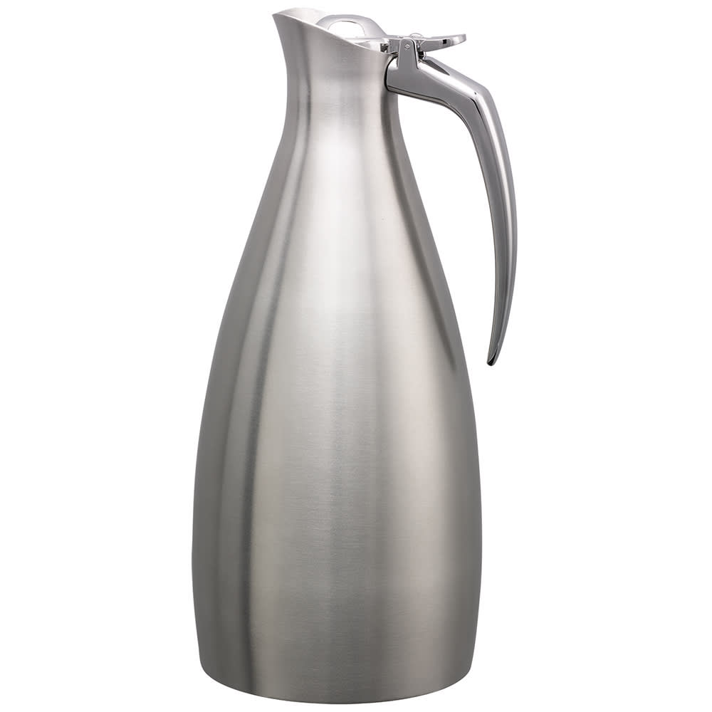 Service Ideas 50 oz Vacuum Carafe w/ Flip Top Lid & Stainless Liner - Brushed Stainless (ALTU15BS)