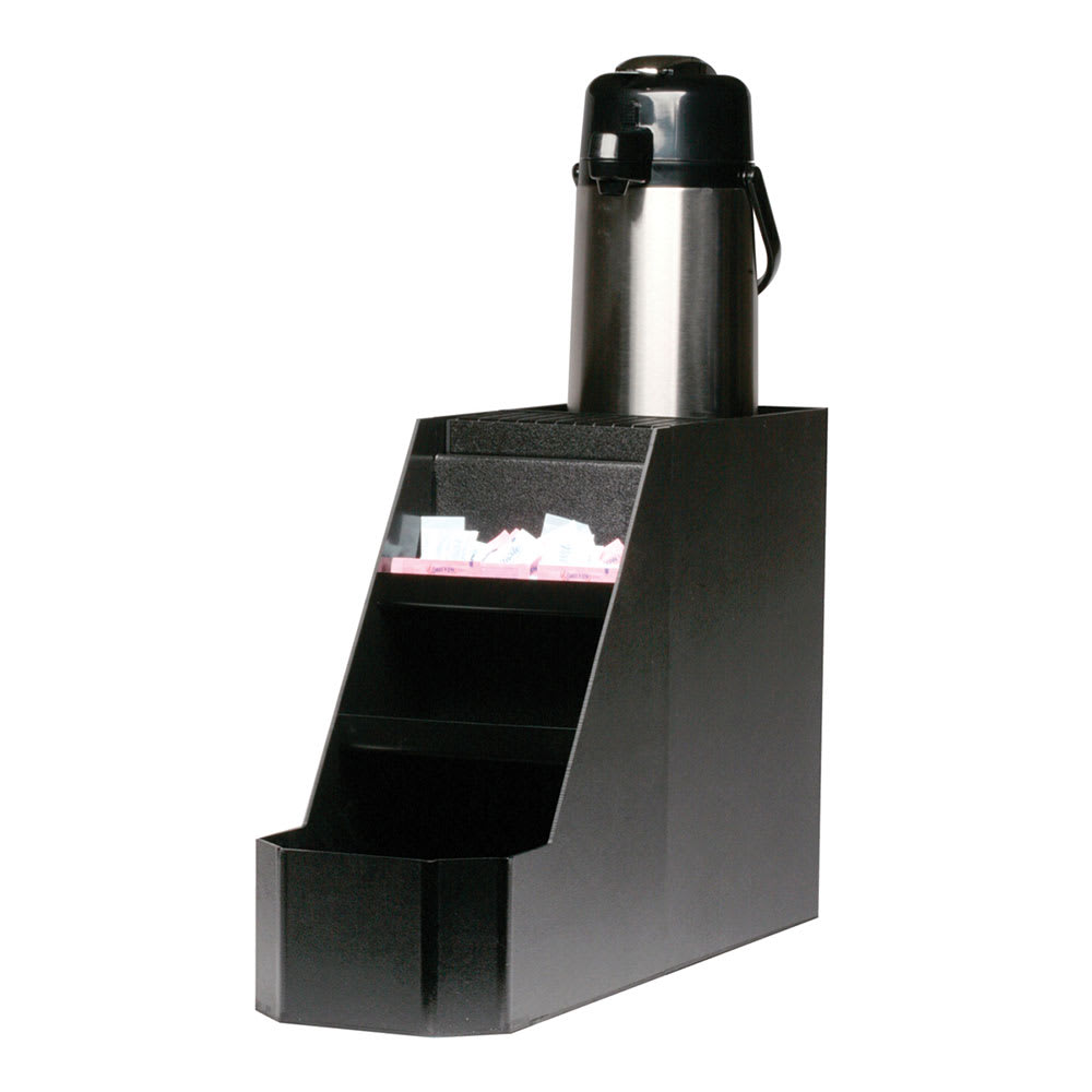 Service Ideas Airpot Stand w/ 3 Compartments For Condiments, Holds 1 Airpot (APS1CBL)
