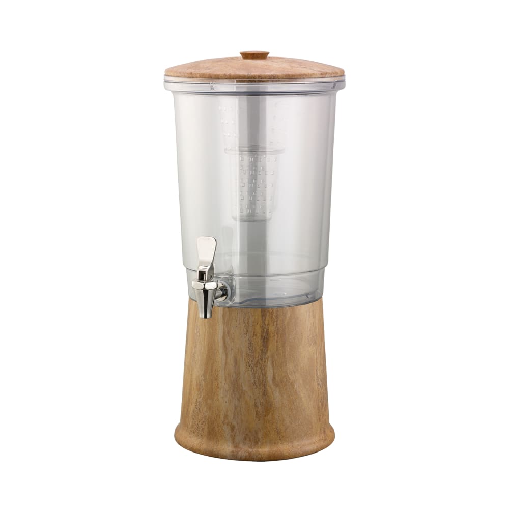 Service Ideas 3 gal Beverage Dispenser w/ Infuser - Tritan™ Container, Travertine Marble Base (CBDDW3GSSMB)