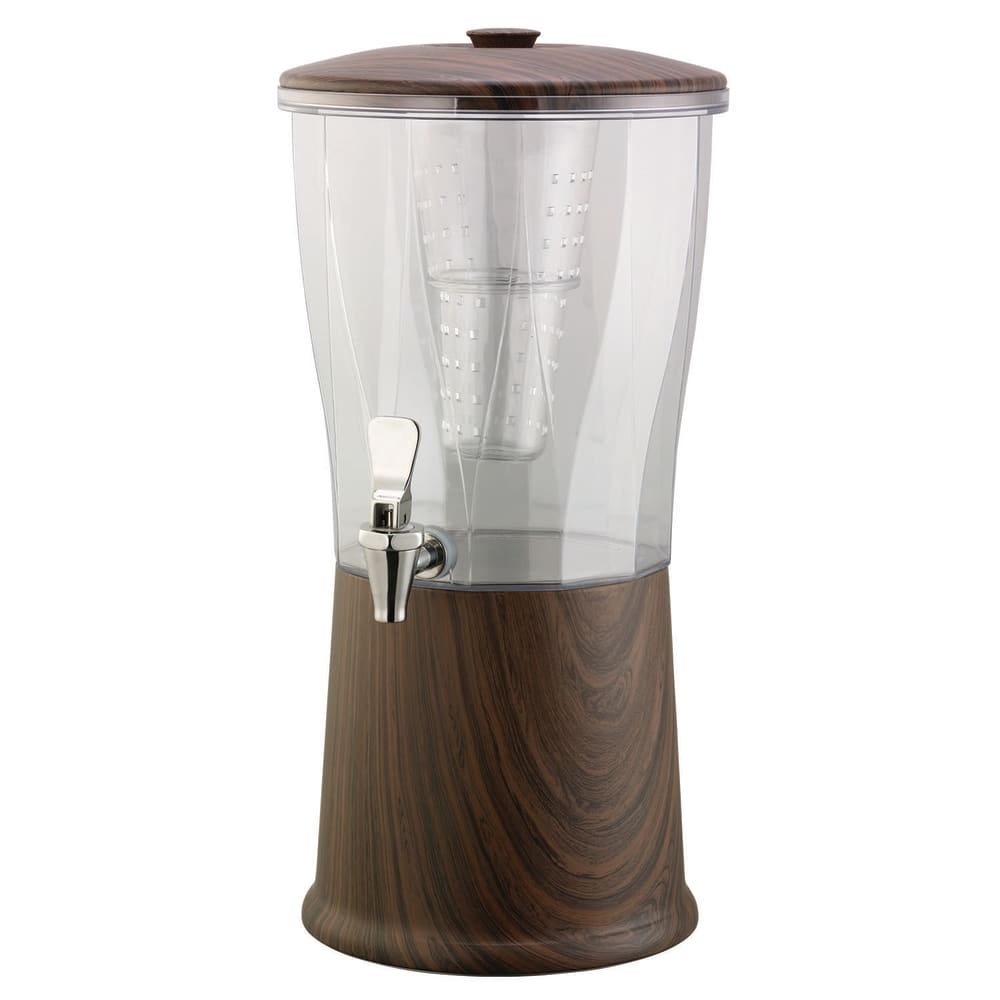 Service Ideas 3 gal Beverage Dispenser w/ Infuser - Plastic Container, Dark Wood Base (CBDRT3DWSS)