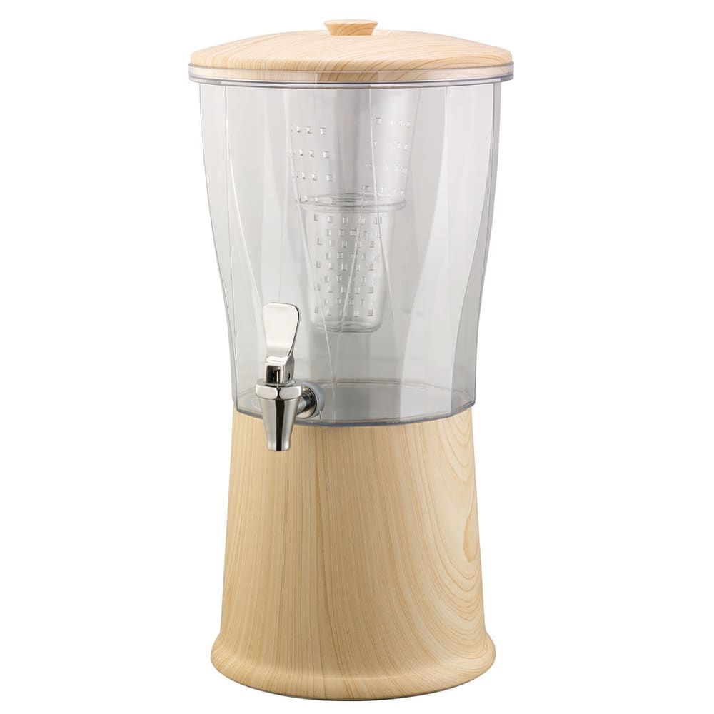 Service Ideas 3 gal Beverage Dispenser w/ Infuser - Plastic Container, Light Wood Base (CBDRT3LWSS)