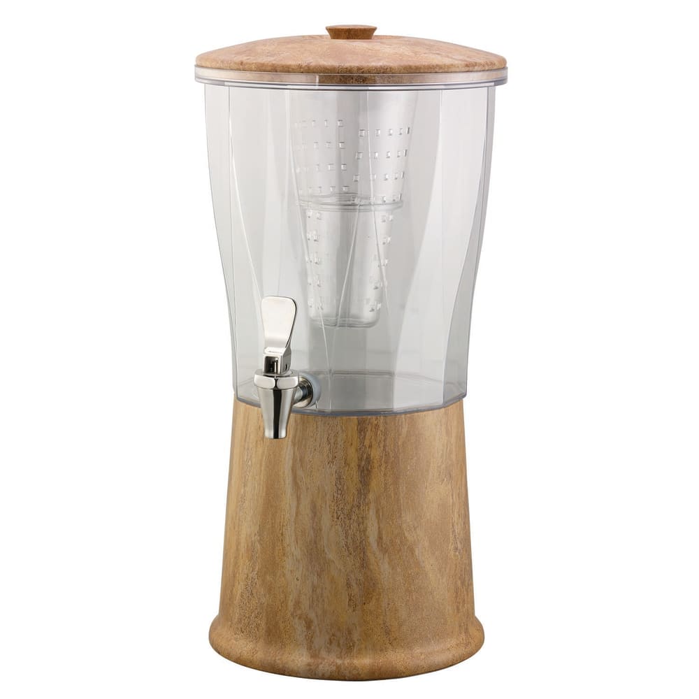 Service Ideas 3 gal Beverage Dispenser w/ Infuser - Plastic Container, Brown Marble Base (CBDRT3MBSS)