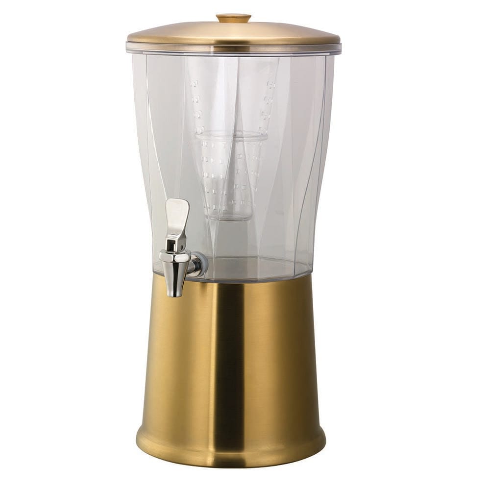 Service Ideas 3 gal Beverage Dispenser w/ Infuser & Ice Tube - Vintage Gold Base (CBDRT3VGSS)