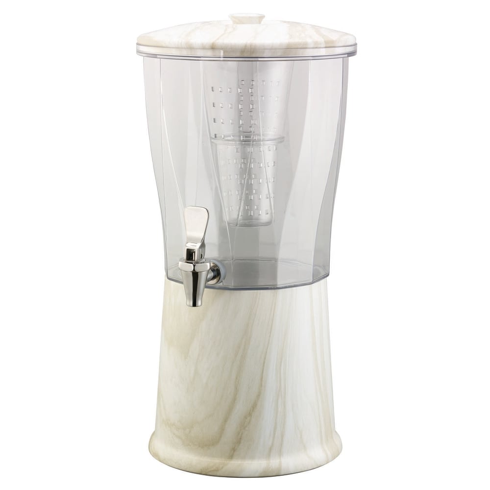 Service Ideas 3 gal Beverage Dispenser w/ Infuser - Plastic Container, White Marble Base (CBDRT3WMSS)