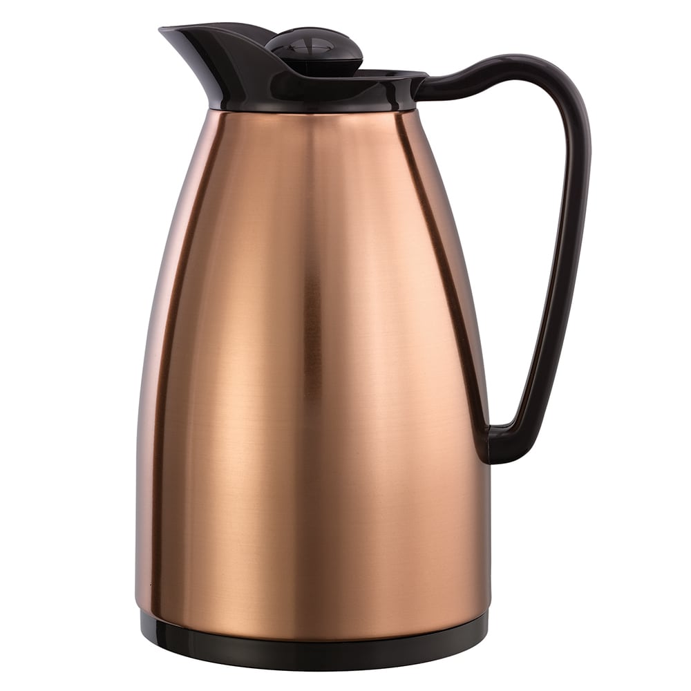 Service Ideas 3/5 liter Carafe w/ Dripless Spout, Glass Interior, Copper, Black (CGC060CP)
