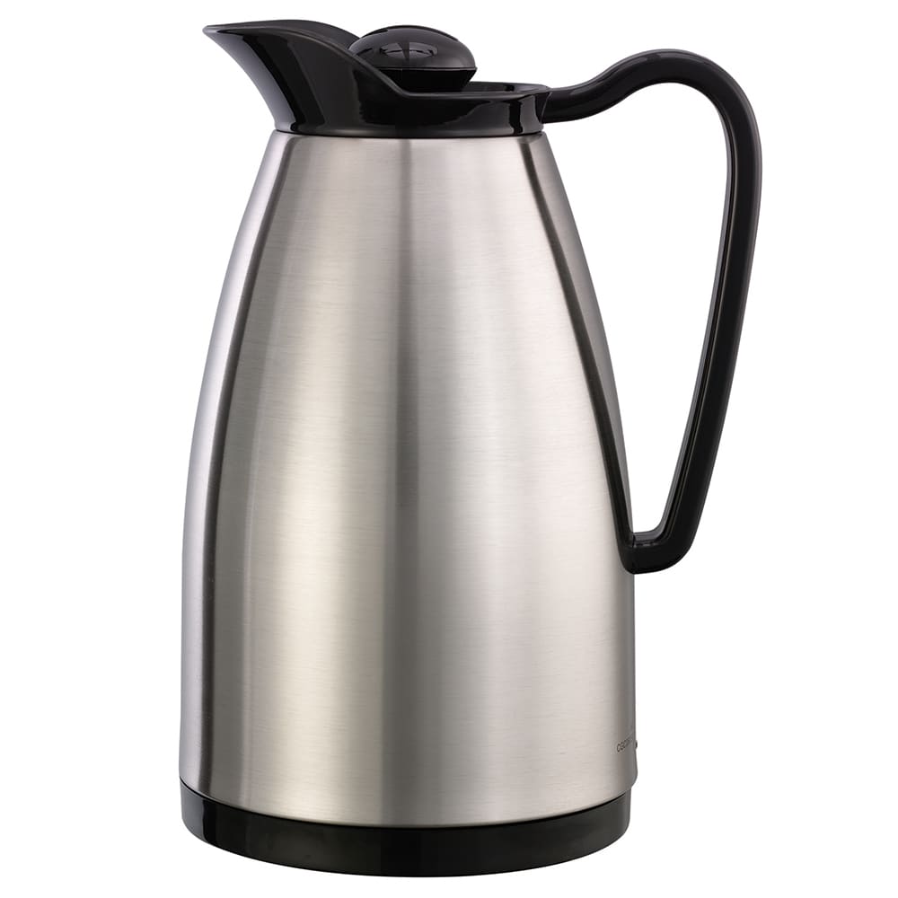 Service Ideas 3/5 liter Carafe w/ Glass Interior, Brushed Stainless, Black (CGC060SS)
