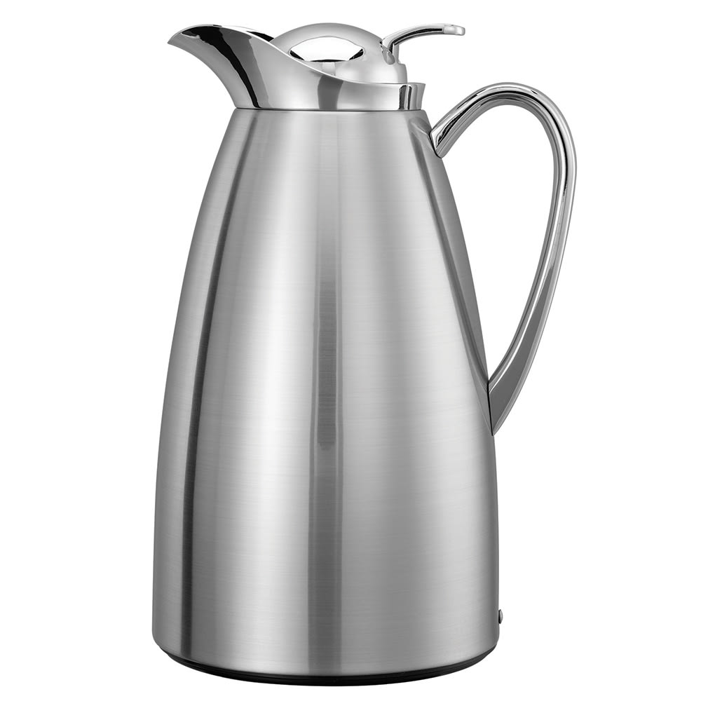 Service Ideas 1 liter Vacuum Carafe w/ Glass Liner, Brushed Stainless (CJZ1BS)