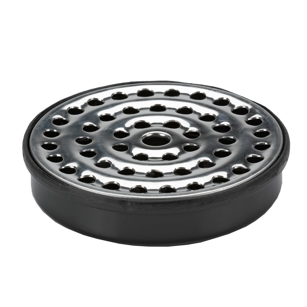 Service Ideas 4" Round Airpot Drip Tray for Modular Airpot Station - Plastic, Black (DT4BLSS)