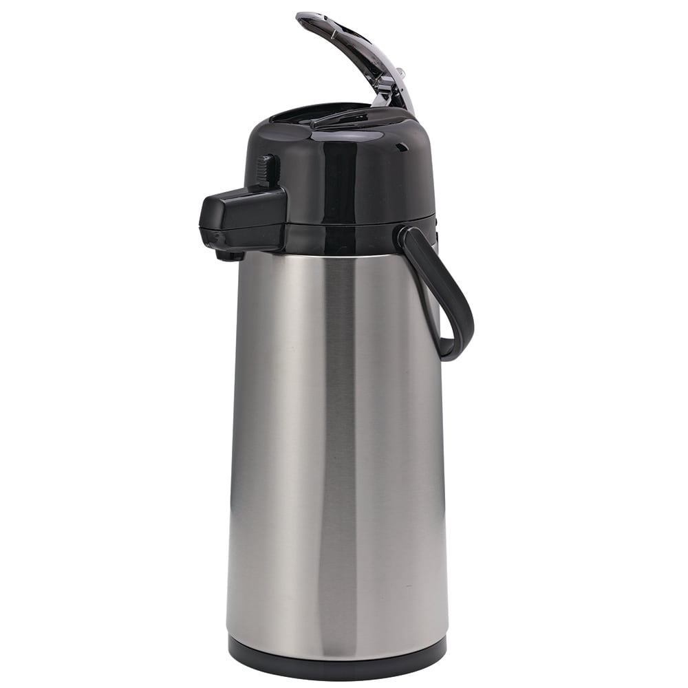 Service Ideas 1 9/10 Liter Insulated Airpot, Lever Style, Stainless w/ Black (ECAL19S)