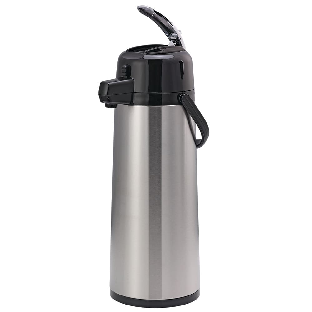 Service Ideas 2 1/2 Liter Insulated Airpot w/ Pump Lever Style - Stainless, Black (ECAL25S)