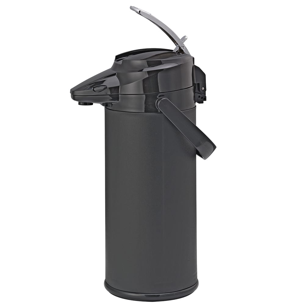 Service Ideas 2 1/2 Liter Lever Action Airpot w/ Stainless Liner - Vacuum Insulated, Plastic, Black (ENALS25PBLMAT)