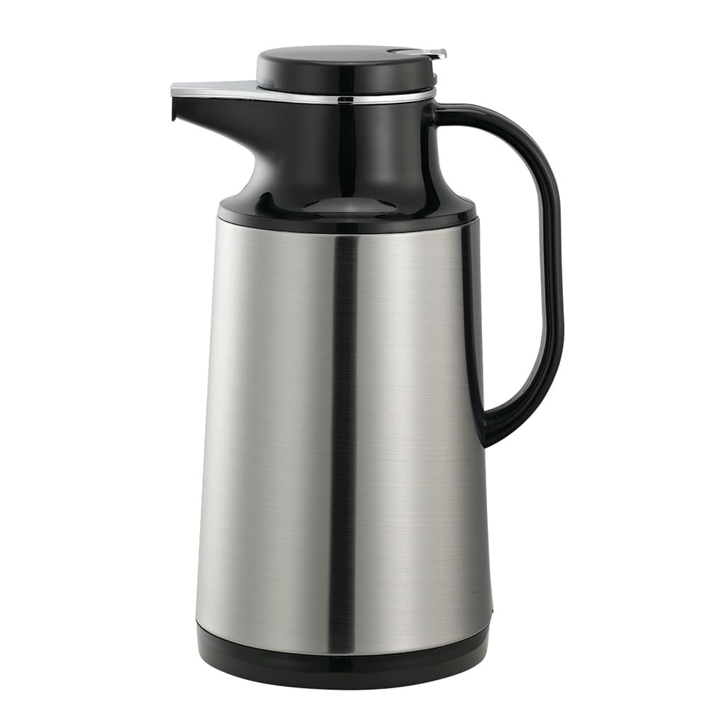 Service Ideas 1 liter Coffee Server w/ Stainless Shell, Brushed Stainless, Black (HPS101)