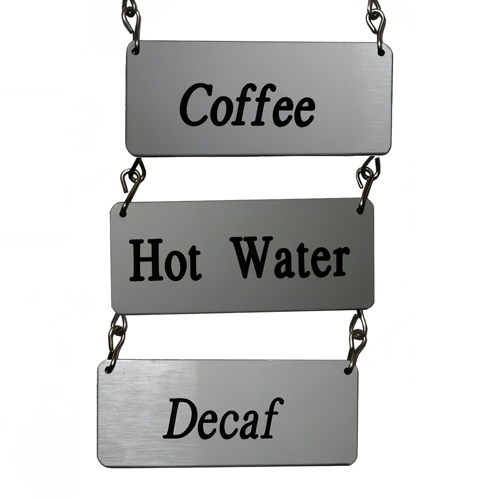 Service Ideas ID-Chain Variety Pack w/ COFFEE, DECAF & HOT WATER Signs (IDVAR)
